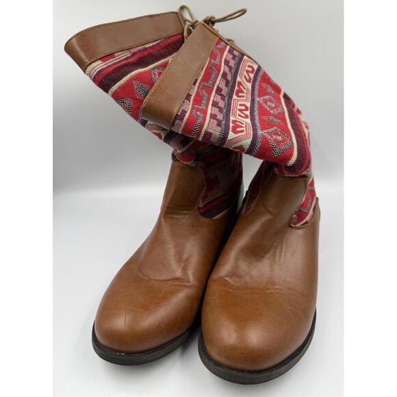 Rue21 Women’s Brown Aztec Knit Sweater Boots Size Large 8/9 – Boho Southwestern - Picture 1 of 10